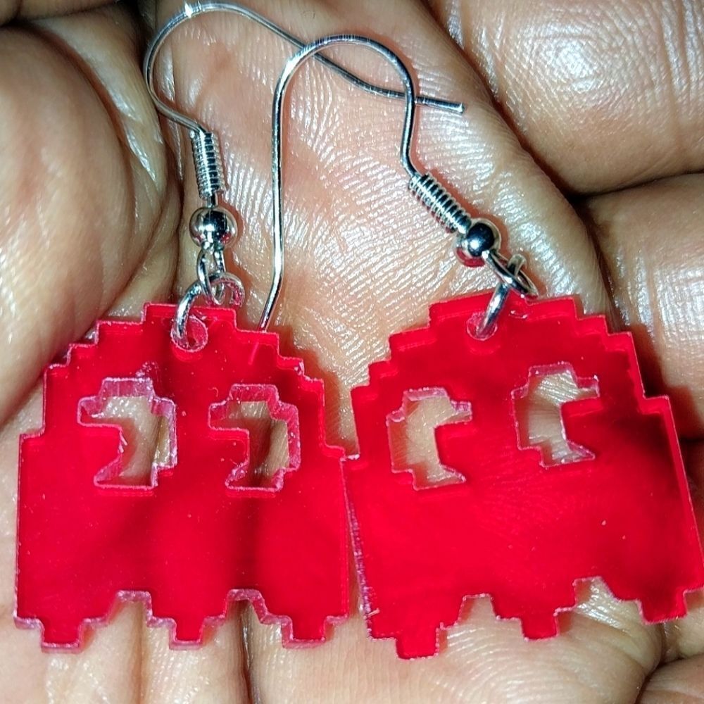 Hand Crafted Red Retro game cartoon earrings